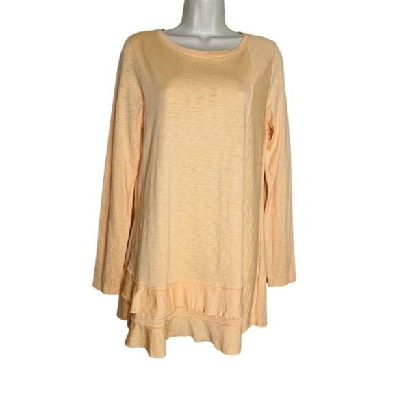 Soft Surroundings Long Sleeve Scoop Neck Ruffle Tiered Hem Tunic Top Size M Pima - Picture 1 of 8